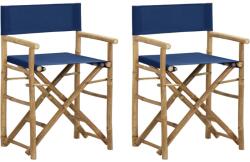 vidaXL 2 db kék bambusz és szövet összecsukható rendezői szék (313030/31/32)