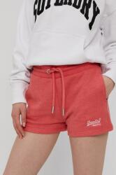 Superdry Pantaloni scurți femei, culoarea roz, material neted, high waist PPY8-SZD0MD_32X