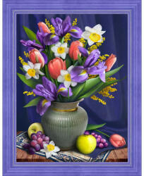 Mosfa Gyémántfestés szett, tavaszi virágcsokor, 30x40cm (ART-AZ-1693)