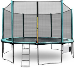 AGA Trambulin 400 cm Sötétzöld + védőháló + létra + cipőtartó zseb (MRP1013DG)