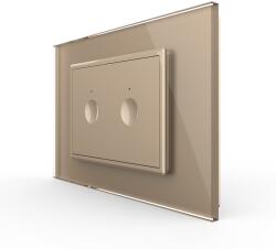 LIVOLO Intrerupator dublu cu touch Livolo cu rama din sticla, standard Italian - Serie noua - culoare auriu