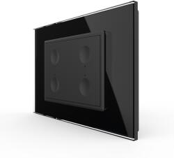 LIVOLO Intrerupator cvadruplu cu touch Livolo cu rama din sticla, standard Italian - Serie noua - culoare negru
