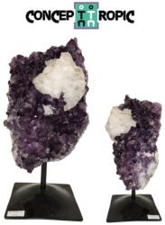 Ametist Druzy cu Calcit - Spartura Brut Natural Brazilia cu Suport - 34x18x13 cm - ( XXL) - Unicat