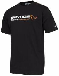Savage Gear Horgászpóló Signature Logo T-Shirt Fekete tinta M
