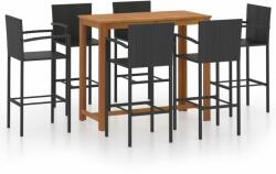 vidaXL Set mobilier bar de grădină, 7 piese, negru (3068004)