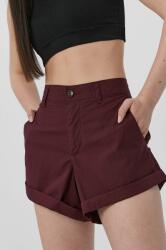 Superdry Pantaloni scurți femei, culoarea bordo, material neted, medium waist PPY8-SZD0ME_83X