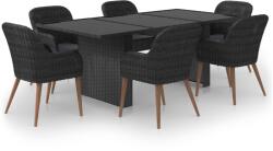 vidaXL Set mobilier de grădină, 7 piese, negru, poliratan (3059482)