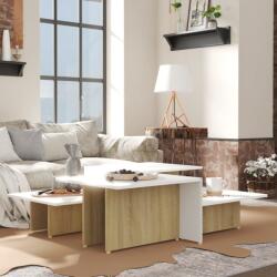vidaXL Mese cafea 2 buc stejar sonoma&alb 111, 5x50x33 cm lemn compozit (805572) Masa de cafea