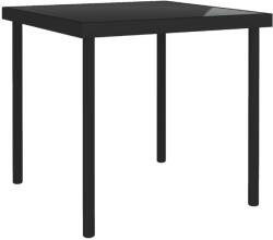 vidaXL Masă de exterior, negru, 80x80x72 cm, sticlă și oțel (313098)