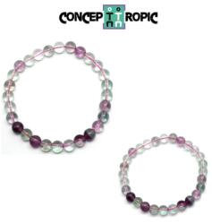  Bratara Fluorit Curcubeu Diametru 56 mm - Rotund 6x6 mm - 1 Buc