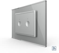 LIVOLO Intrerupator dublu wireless cu touch Livolo cu rama din sticla, standard Italian - Serie noua - culoare gri