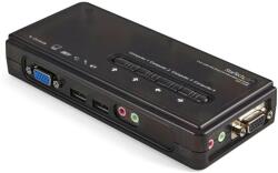 StarTech 4 Port Black USB KVM Switch Kit with Cables and Audio (SV411KUSB)