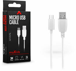 MaxLife TF-0077 Micro USB Adat és töltőkábel 3m - Fehér (TF-0077)