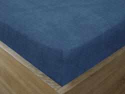 Goldea cearceafuri de pat din terry cu elastic - albastru închis 200 x 220 cm