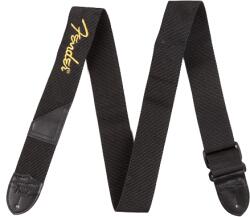 Fender Black Poly Strap 2" Yellow Fender logo