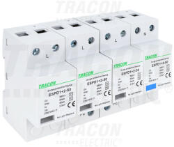  Tracon ESPD1+2-50-4P, T1+T2 AC típusú túlfeszültség levezető, egybeépített Uc: 385V; Iimp: 50kA; In: 50kA; Imax: 160kA; Up: 2, 5kV; 4P (ESPD1+2-50-4P)
