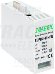 Tracon ESPD2-40NPE, T2 AC típusú túlfeszültség levezető betét 40 NPE Uc: 275/255V; In: 20kA; Imax: 40kA; Up: 1, 3/1, 5kV (ESPD2-40NPE)