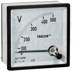 TRACON ACVM72-250, Analóg váltakozó áramú voltmérő 72×72mm, 250V AC (ACVM72-250)