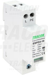 Tracon ESPD3-10-1+1P, T3 AC típusú túlfeszültség levezető, egybeépített Uc: 275V; In: 10kA; Uoc: 20kV; Up: 1, 2kV; 1+1P (ESPD3-10-1+1P) - elektrikstore