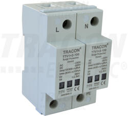 Tracon TTV1+2-100-2P, AC/DC túlfeszültség levezető, 1+2-es típus, egybeépített 230/400 V, 50 Hz, 8 kA (10/350 us) 50/100 kA (8/20 us), 2P (TTV1+2-100-2P)