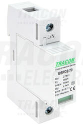 Tracon ESPD2-70-1P, T2 AC típusú túlfeszültség levezető, cserélhető betéttel Uc: 275V; In: 40kA; Imax: 70kA; Up: 1, 7kV; 1P (ESPD2-70-1P)