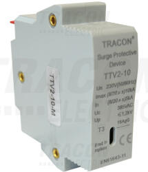 Tracon TTV2-10-M, AC túlfeszültség levezető betét; 2-es típus 230 V, 50 Hz, 5/10 kA (8/20 us), 1P (TTV2-10-M)