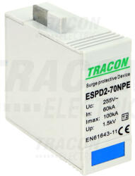  Tracon ESPD2-70NPE, T2 AC típusú túlfeszültség levezető betét 70 NPE Uc: 275/255V; In: 40kA; Imax: 70kA; Up: 1, 7/1, 5kV (ESPD2-70NPE)