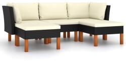 vidaXL Set mobilier de grădină cu perne, 5 piese, negru, poliratan (3059733) - vidaxl
