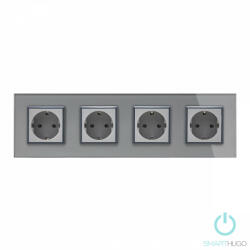 Smarthugo Négyes Sorolt Szürke Üvegkeretes Konnektor (sh4555504)