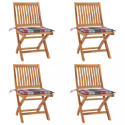 vidaXL 4 db összecsukható tömör tíkfa kerti szék párnákkal (3072820/21/22/23/24/25/26/27/28/29)