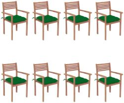 vidaXL 8 db rakásolható tömör tíkfa kerti szék párnákkal (3072620/21/22/23/24/25/26)