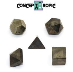  Set Geometrie Sacra 5 Piese din Pirita - 14-18 x 14-18 mm - 1 Set