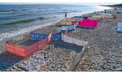 Springos Paravan pentru plaja pliabil 12 m multicolor Springos