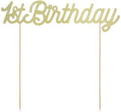 PartyDeco Decoraţiune pentru tort prima aniversare - 1st Birthday auriu