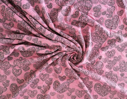 Rózsaszín - szürke szíves jacquard textil - 160 cm