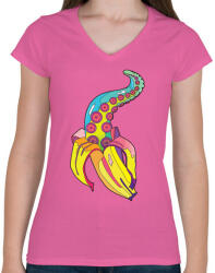 printfashion Banán csáp - Női V-nyakú póló - Rózsaszín (5192575)