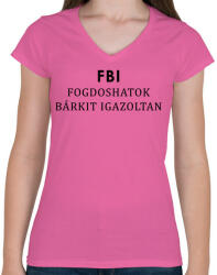 printfashion FBI - Női V-nyakú póló - Rózsaszín (5195117)