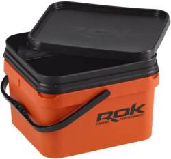 ROK Fishing Square Bait Bucket szögletes csalis vödör tálcával+fedéllel 10 liter narancs (ROK030474)