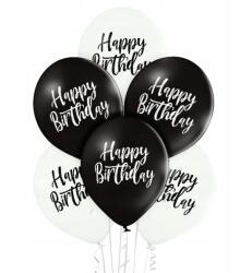Belbal Set 6 baloane latex Happy Birthday alb si negru 30 cm