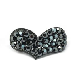 Pami Accessories Clama de par neagra, cu cristale Swarovski, inima