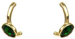 Pami Accessories Cercei dama cu cristal Swarovski hexagon, placati cu aur alb, 2x0.9 cm, CCC-80, Auriu/Verde