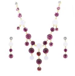 Pami Accessories Set colier si cercei cu cristale Swarovski, placate cu aur 14K, SC-220, multicolor