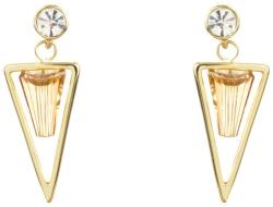 Pami Accessories Cercei dama triunghi cu cristale Swarovski, placati cu aur, 3.5 x 1.5 cm, Auriu/Bej