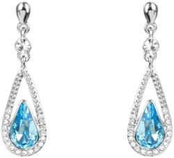 Pami Accessories Cercei dama cu cristal Swarovski lacrima si strasuri, 4x1.2 cm, CCC-90, Argintiu/Bleu