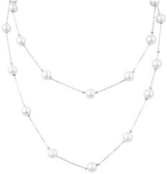 Pami Accessories Colier cu perle placat cu aur alb, CLC-60, 72 + 5 cm, Argintiu