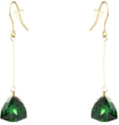Pami Accessories Cercei dama cu cristal Swarovski triunghi, placati cu aur, 5x1.2 cm, CCC-90, Auriu/Verde