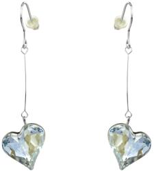 Pami Accessories Cercei dama cu cristal Swarovski inima, placati cu aur alb, 5.5 x 1.6 cm, Argintiu/Bleu
