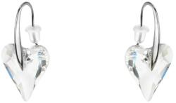 Pami Accessories Cercei dama cu cristal Swarovski inima, placati cu aur alb, 2.8 x 1.4 cm, Argintiu