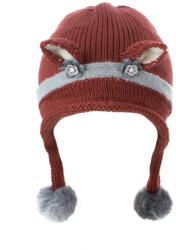 Pami Accessories Caciula pentru fetite Pami Ear Flaps Fox tricotata, 3-7 ani, grena