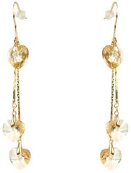 Pami Accessories Cercei dama cu cristale Swarovski inima, placati cu aur, 7 x 1 cm, Auriu/Bej